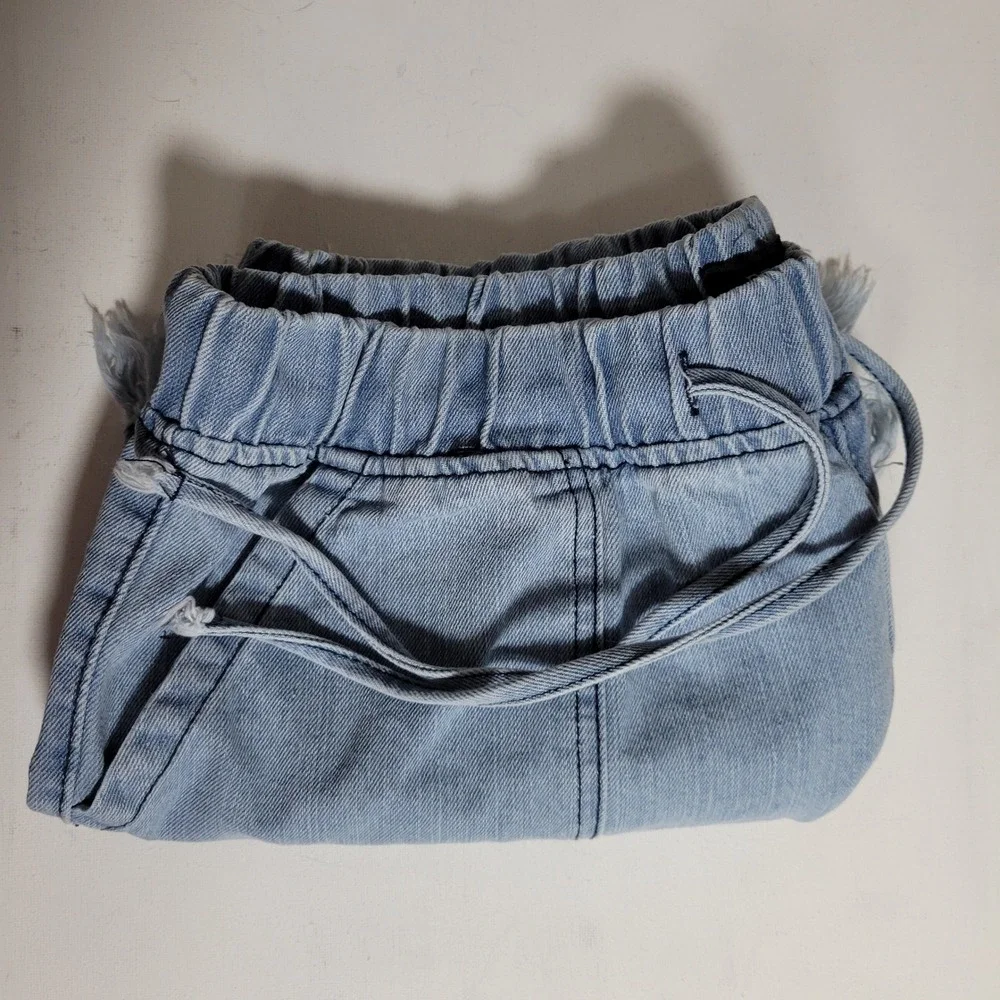 Y2K DT Jeans Denim‎ Fringe Short Shorts Womens 1XL Hippie Frayed Boho Beachwear